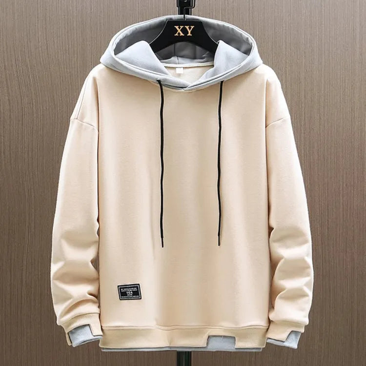 Heren Casual Colorblock Hoodie met Relaxed Fit en Trekkoordcapuchon