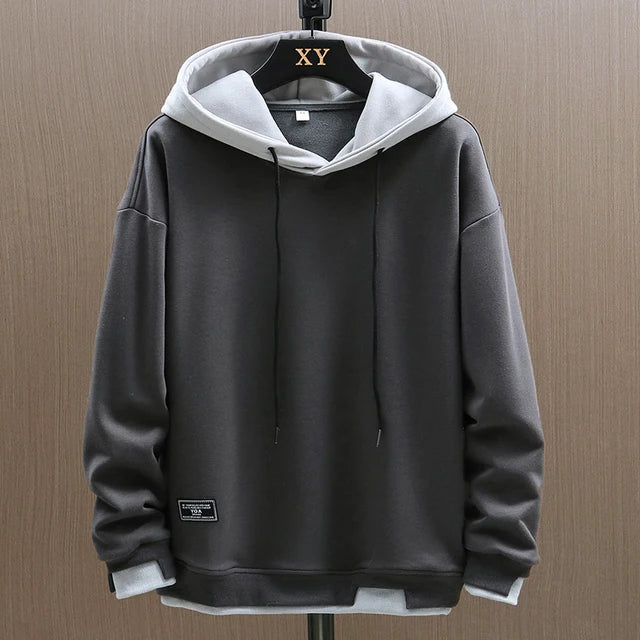Heren Casual Colorblock Hoodie met Relaxed Fit en Trekkoordcapuchon