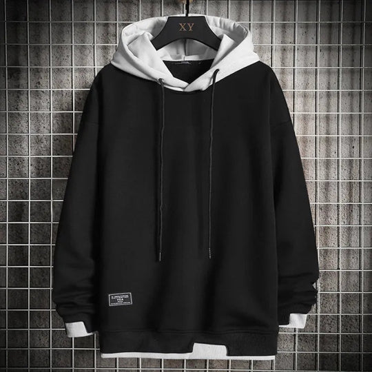 Heren Casual Colorblock Hoodie met Relaxed Fit en Trekkoordcapuchon