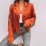Suède Jas met Franjes Dames – Western Stijl Fringe Jacket in Zacht Imitatieleer