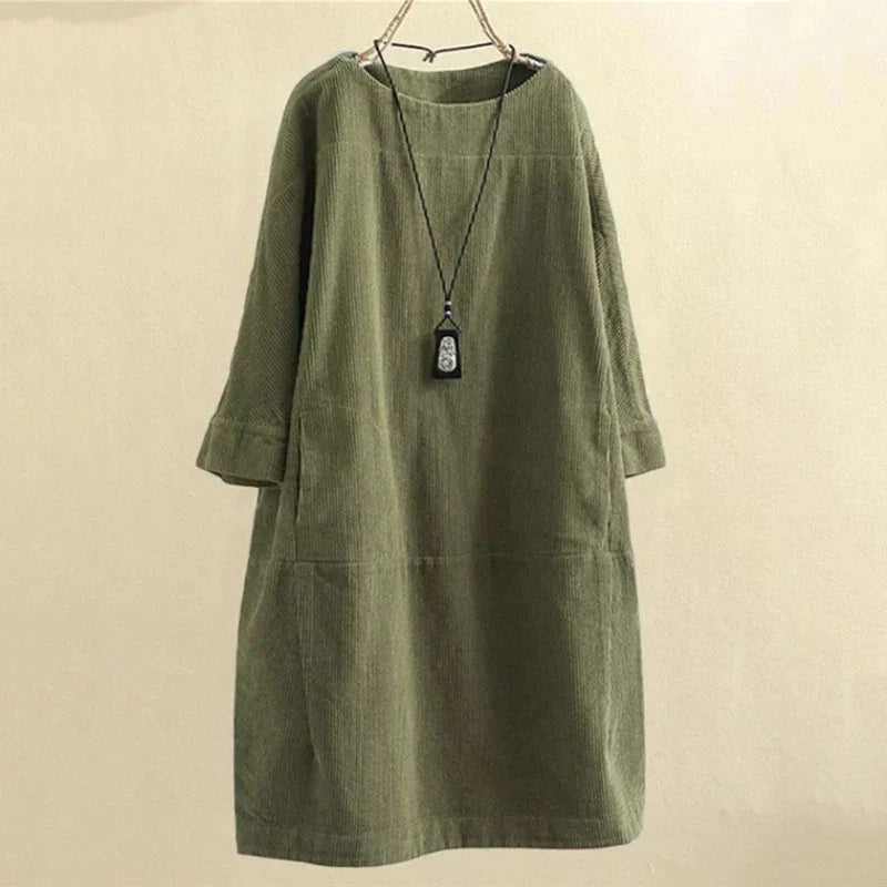 Dames corduroy jurk met een losse pasvorm