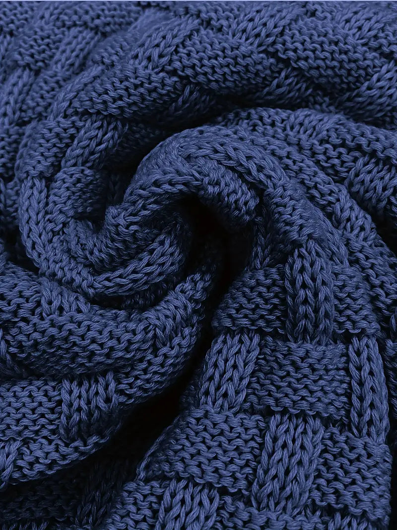 Heren Textured Knit Trui met Sjaalkraag en Knopdetail