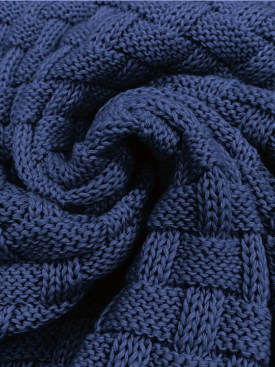 Heren Textured Knit Trui met Sjaalkraag en Knopdetail