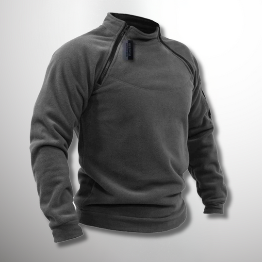 Heren Tactische Winddichte Fleece Trui met Hoge Hals en Halve Rits