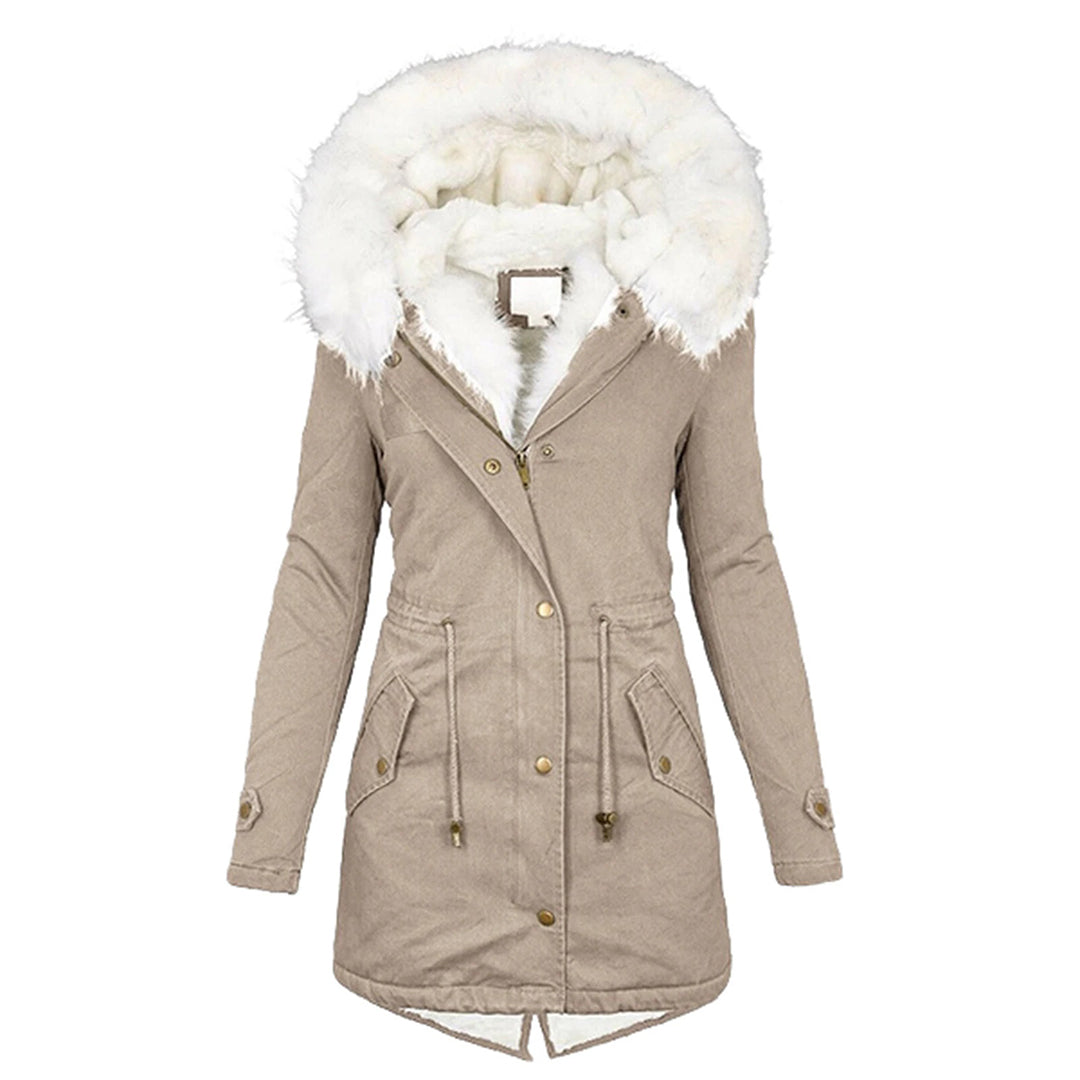 Dames Winterjas | Warme Fleece Gevoerde Jas | Winddichte Gevoerde Buitenkleding | Comfortabele Koude-Weer Laag