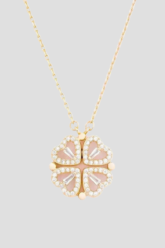 Dames Ketting met Harten en Cirkel Hanger | Verstelbare 18K Goudkleurige Halsketting | Zirkonia Sieraden