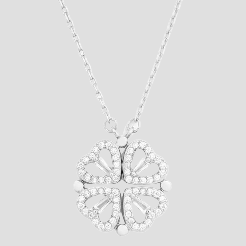 Dames Ketting met Harten en Cirkel Hanger | Verstelbare 18K Goudkleurige Halsketting | Zirkonia Sieraden