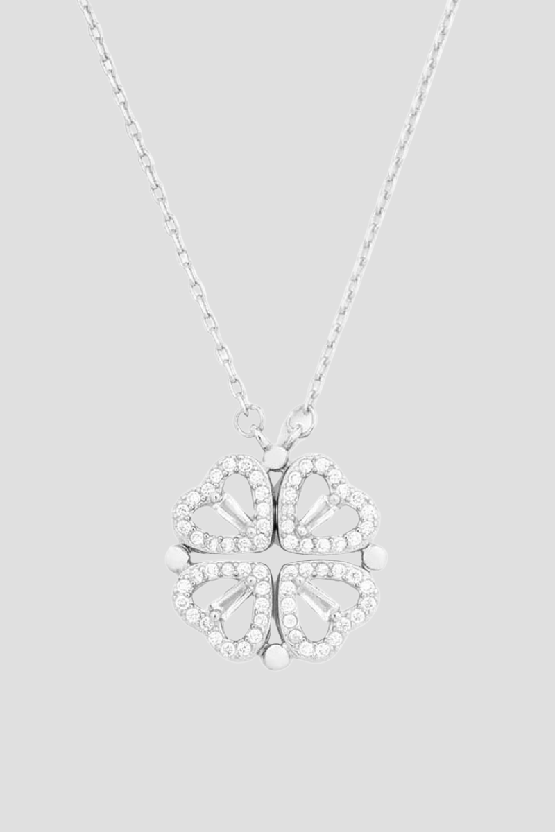 Dames Ketting met Harten en Cirkel Hanger | Verstelbare 18K Goudkleurige Halsketting | Zirkonia Sieraden