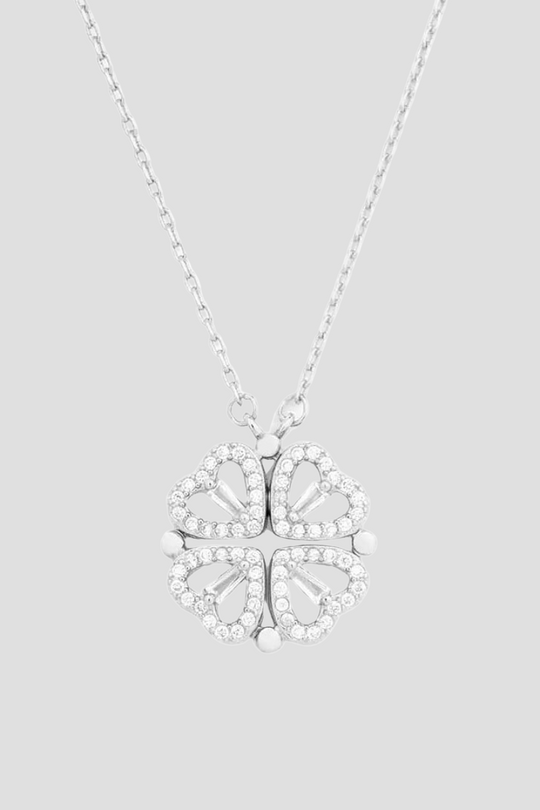 Dames Ketting met Harten en Cirkel Hanger | Verstelbare 18K Goudkleurige Halsketting | Zirkonia Sieraden