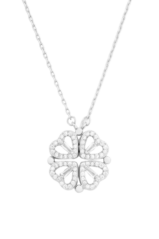 Dames Ketting met Harten en Cirkel Hanger | Verstelbare 18K Goudkleurige Halsketting | Zirkonia Sieraden