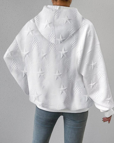 Dames Oversized Pullover Hoodie met Textuur Sterrenpatroon