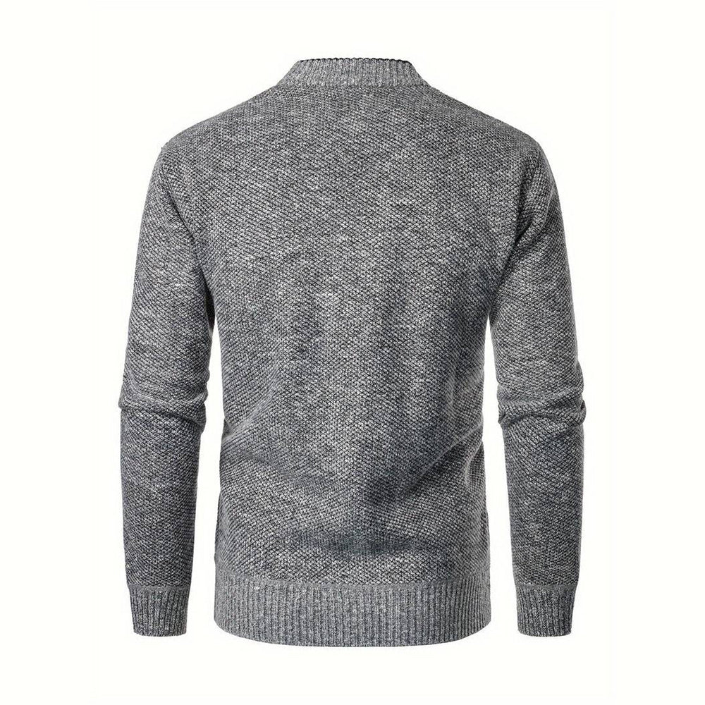 Heren V-hals Knopen Cardigan met Geruite Voering en Zijzakken
