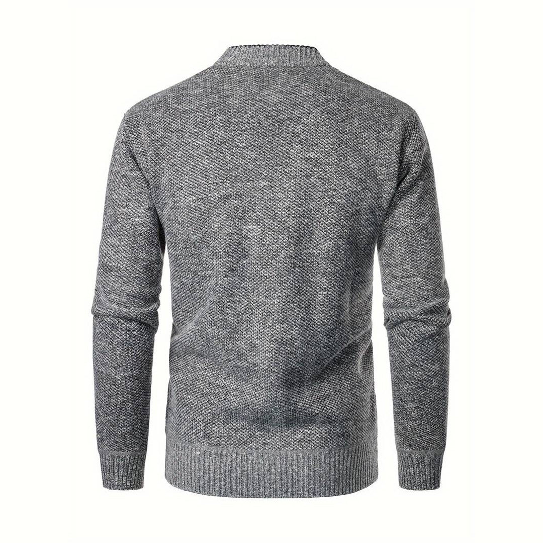 Heren V-hals Knopen Cardigan met Geruite Voering en Zijzakken
