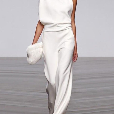 Alix - One-Shoulder Jumpsuit met Wijde Pijpen