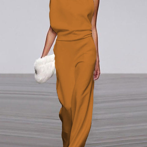 Alix - One-Shoulder Jumpsuit met Wijde Pijpen