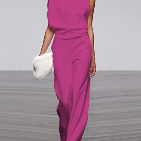 Alix - One-Shoulder Jumpsuit met Wijde Pijpen
