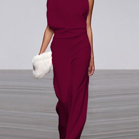 Alix - One-Shoulder Jumpsuit met Wijde Pijpen
