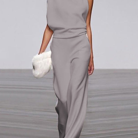 Alix - One-Shoulder Jumpsuit met Wijde Pijpen