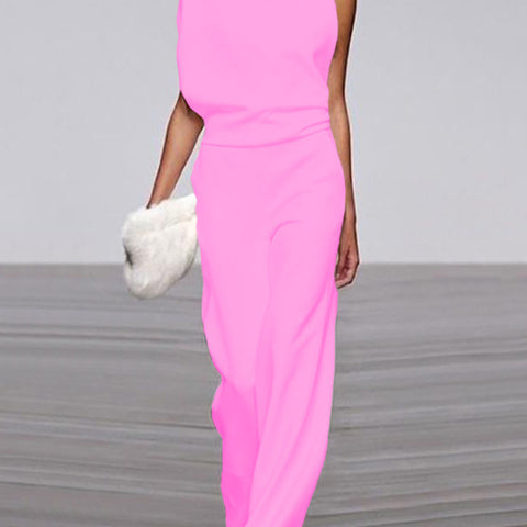 Alix - One-Shoulder Jumpsuit met Wijde Pijpen