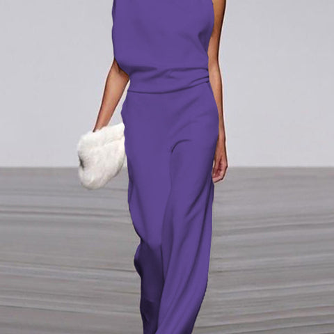 Alix - One-Shoulder Jumpsuit met Wijde Pijpen
