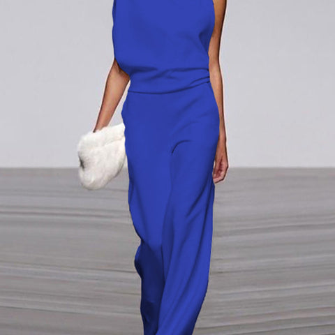 Alix - One-Shoulder Jumpsuit met Wijde Pijpen