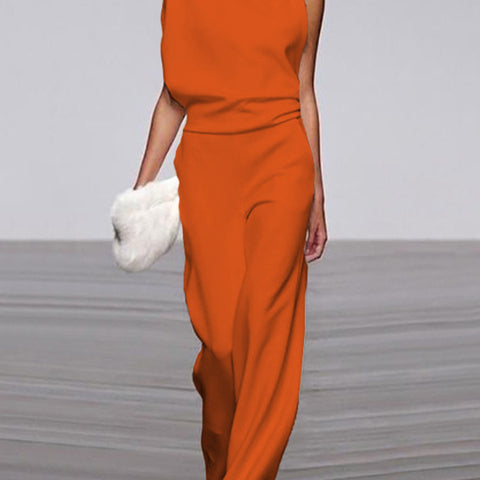 Alix - One-Shoulder Jumpsuit met Wijde Pijpen