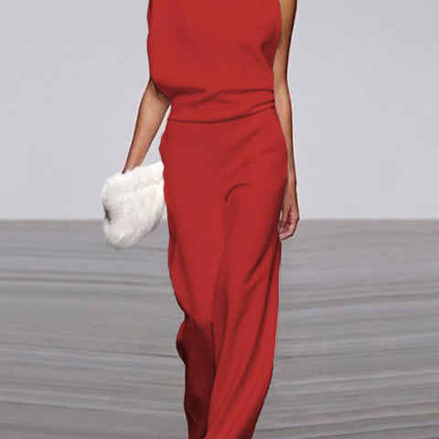 Alix - One-Shoulder Jumpsuit met Wijde Pijpen