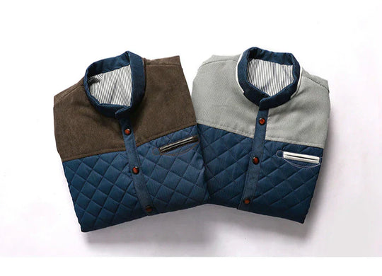 Bicolore Windbreaker Jas met Hoge Kraag en Verborgen Sluiting voor Heren | Ideaal voor het Middenseizoen en Koele Dagen