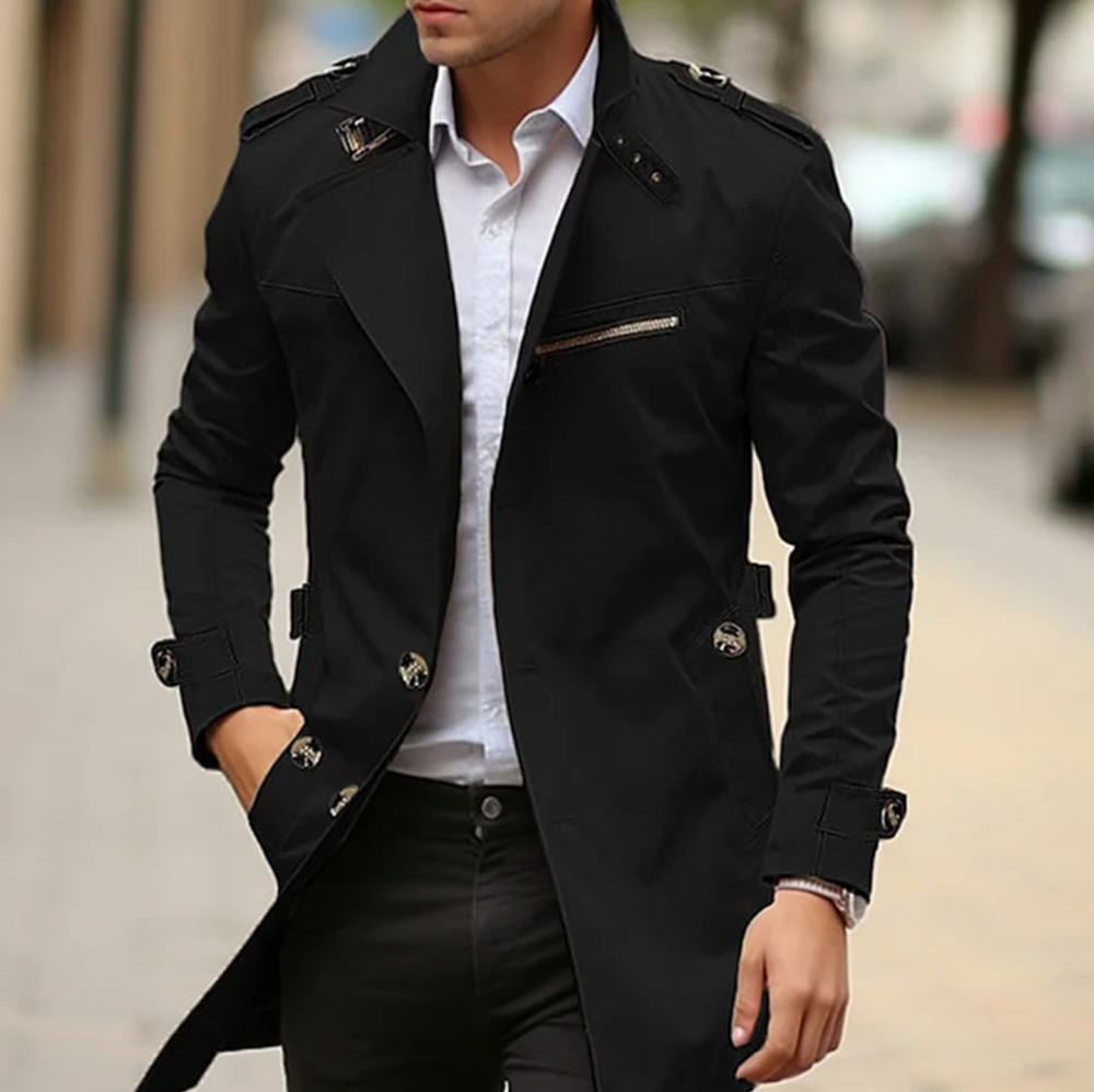 Heren Trenchcoat met Tailleband | Lente & Overgangsweer | Lange Buitenlaag