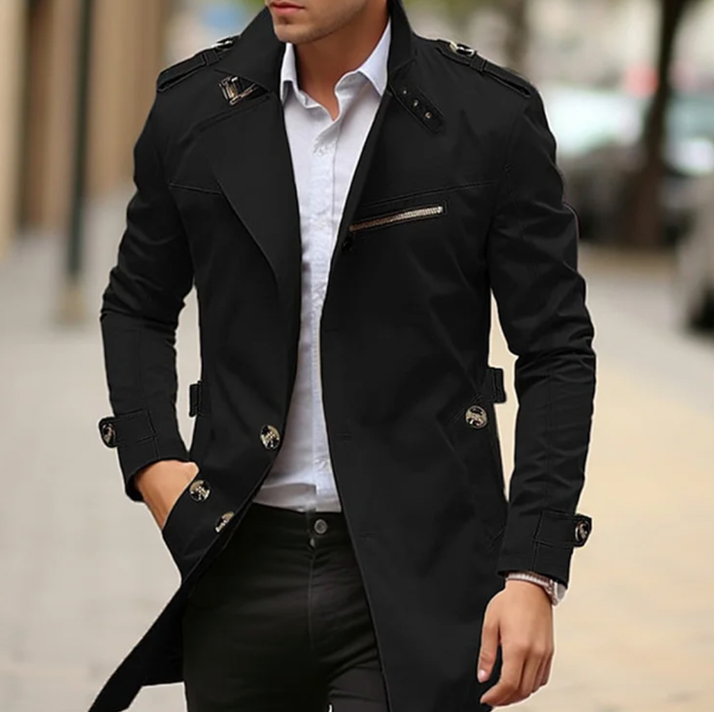 Heren Trenchcoat met Tailleband | Lente & Overgangsweer | Lange Buitenlaag