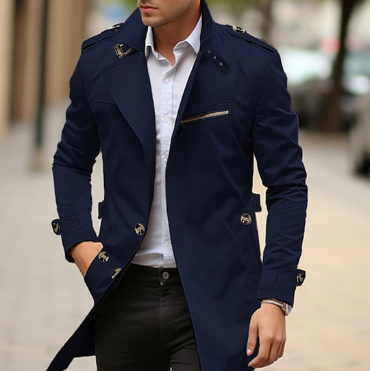 Heren Trenchcoat met Tailleband | Lente & Overgangsweer | Lange Buitenlaag