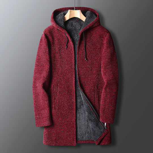 Heren Lange Hooded Fleece Jas met Ritsluiting en Trekkoord Kap