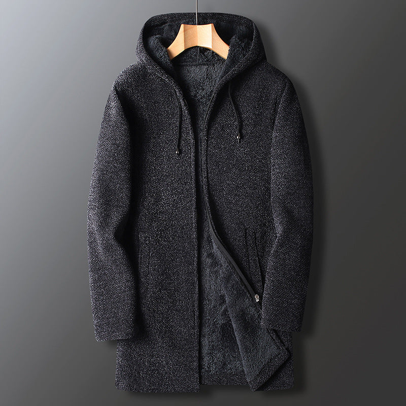 Heren Lange Hooded Fleece Jas met Ritsluiting en Trekkoord Kap