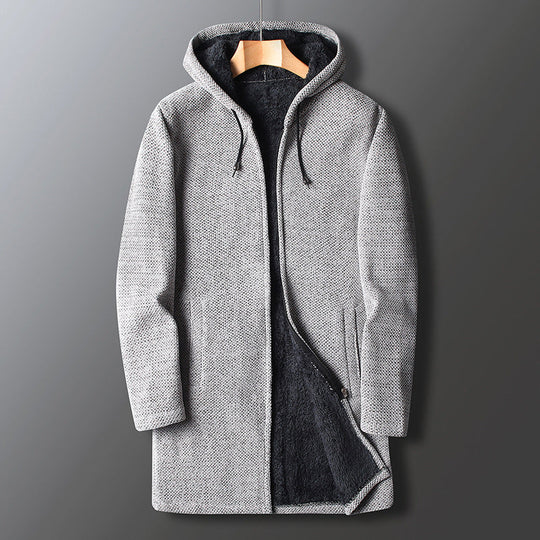 Heren Lange Hooded Fleece Jas met Ritsluiting en Trekkoord Kap
