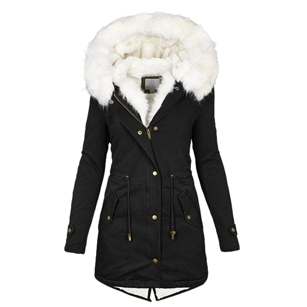 Dames Winterjas | Warme Fleece Gevoerde Jas | Winddichte Gevoerde Buitenkleding | Comfortabele Koude-Weer Laag