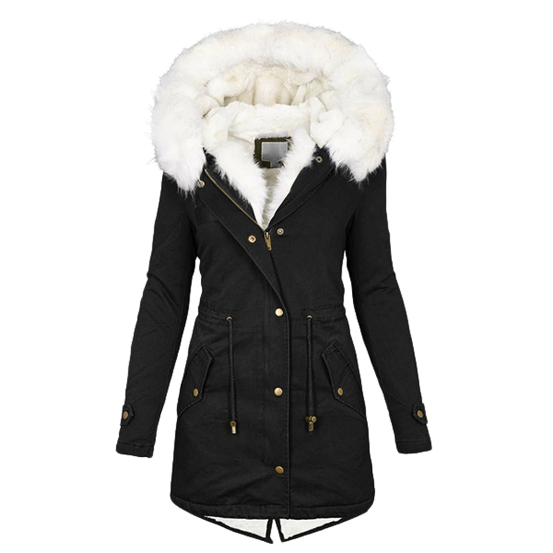 Dames Winterjas | Warme Fleece Gevoerde Jas | Winddichte Gevoerde Buitenkleding | Comfortabele Koude-Weer Laag