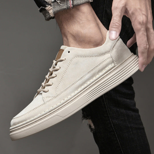 Heren Casual Veterschoenen met Contrast Zool en Verhoogde Stiksels