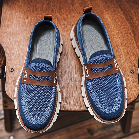 Heren Ademend Mesh Sneakers met Contrast Overlay en Gevoerde Zool