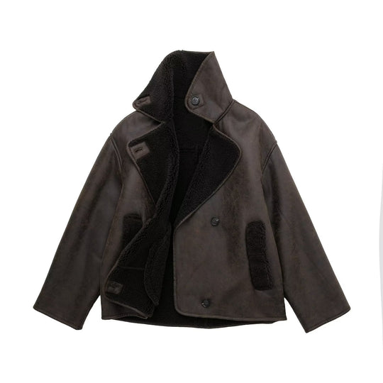 Dames Winterjack met Leerlook | Oversized Pasvorm | Stijlvolle Damesjas