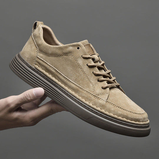 Heren Casual Veterschoenen met Contrast Zool en Verhoogde Stiksels
