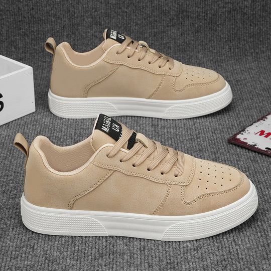 Heren Lage Sneakers met Vetersluiting en Perforate Rubber Zool