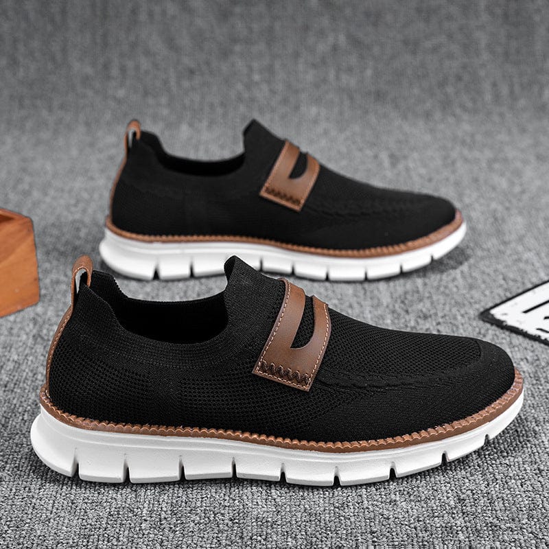 Heren Ademend Mesh Sneakers met Contrast Overlay en Gevoerde Zool