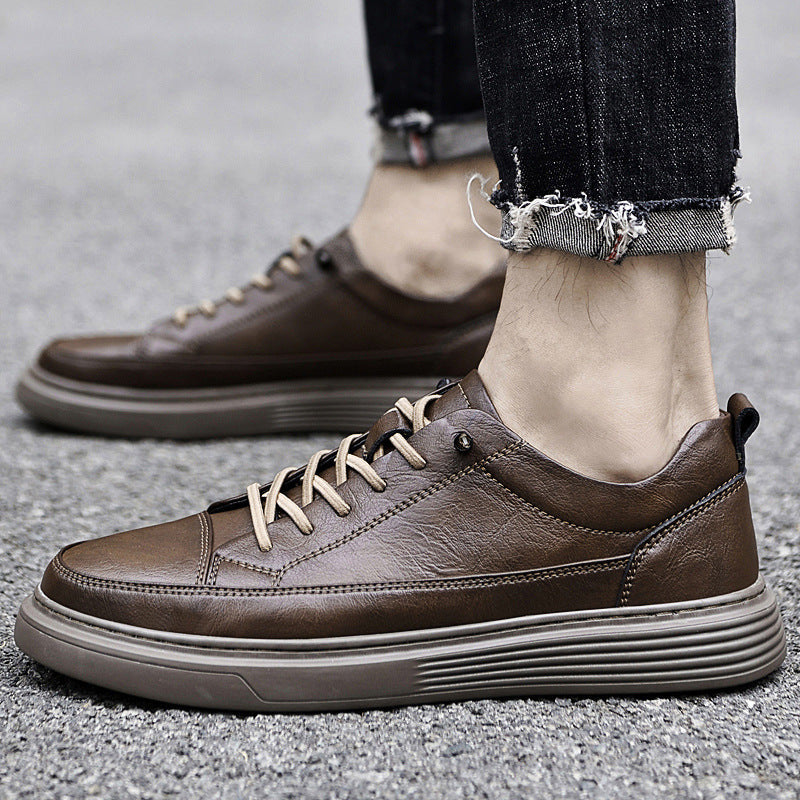 Heren Lage Sneakers met Tonale Stiksels en Vetersluiting