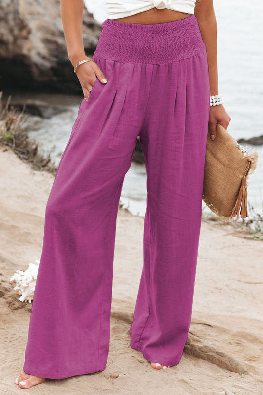 Dames High-Waist Broek Katoen-Linnen – Wijde Pijpen & Comfortabele Fit