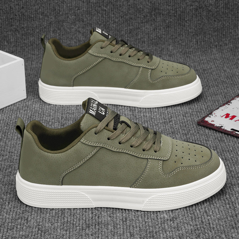 Heren Lage Sneakers met Vetersluiting en Perforate Rubber Zool