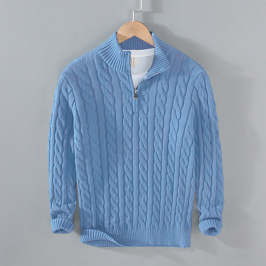 Heren Kabelgebreide Half-Zip Trui met Klassiek Textuurontwerp