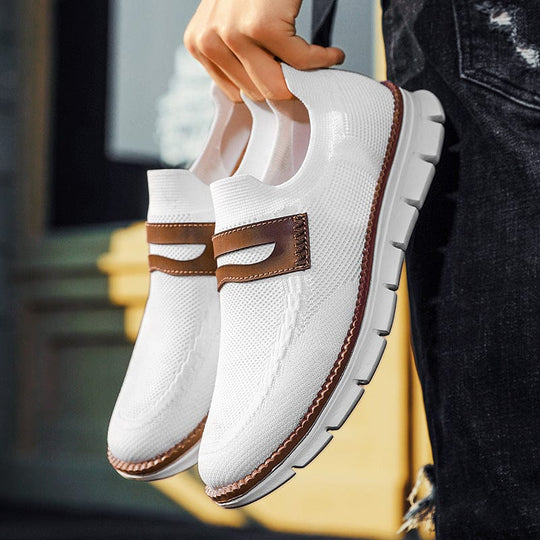 Heren Ademend Mesh Sneakers met Contrast Overlay en Gevoerde Zool