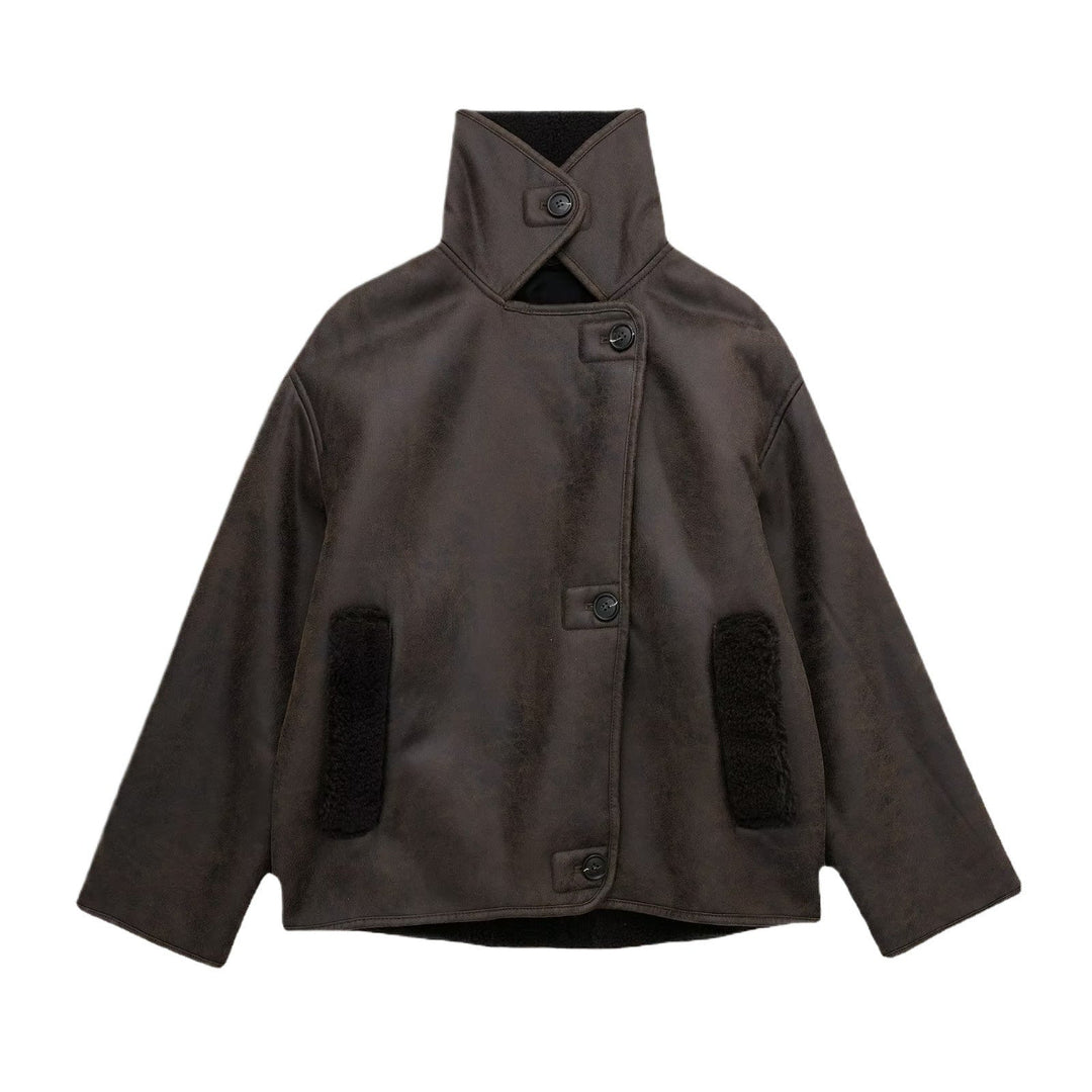 Dames Winterjack met Leerlook | Oversized Pasvorm | Stijlvolle Damesjas