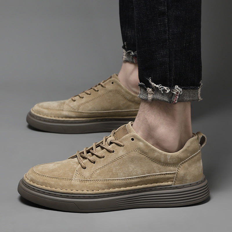 Heren Casual Veterschoenen met Contrast Zool en Verhoogde Stiksels