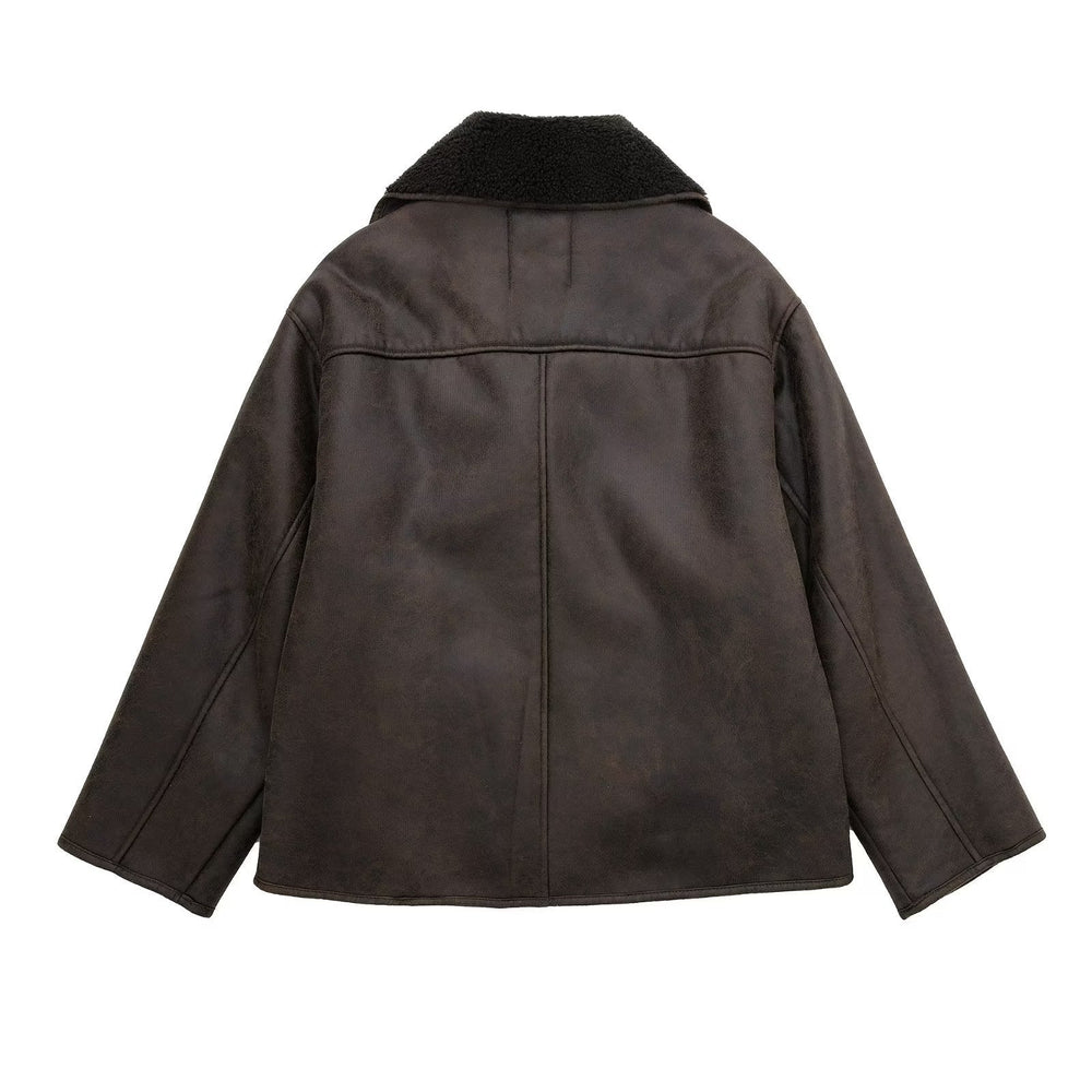 Dames Winterjack met Leerlook | Oversized Pasvorm | Stijlvolle Damesjas